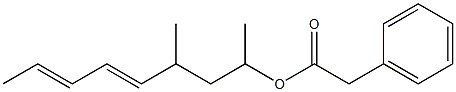 Phenylacetic acid 1,3-dimethyl-4,6-octadienyl ester Struktur
