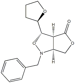 [3S,3aS,6aS]-3-[[(R)-テトラヒドロフラン]-2-イル]テトラヒドロ-1-ベンジル-1H,4H-フロ[3,4-c]イソオキサゾール-4-オン 化学構造式