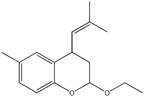 2-Ethoxy-3,4-dihydro-4-(2-methyl-1-propenyl)-6-methyl-2H-1-benzopyran Struktur