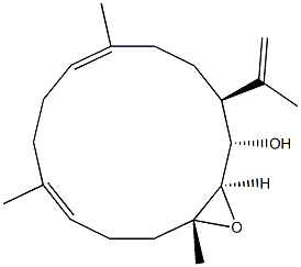 (1S,2R,3R,6E,10E,14S)-2,3-Epoxy-14-(1-methylethenyl)-3,7,11-trimethylcyclotetradeca-6,10-dien-1-ol,,结构式