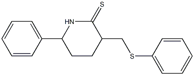 6-フェニル-3-フェニルチオメチルピペリジン-2-チオン 化学構造式