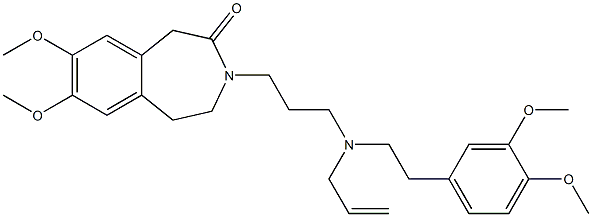 4,5-Dihydro-7,8-dimethoxy-3-[3-[N-(2-propenyl)-2-(3,4-dimethoxyphenyl)ethylamino]propyl]-1H-3-benzazepin-2(3H)-one Struktur