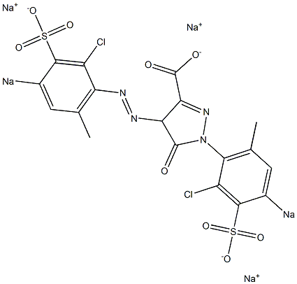 5-Oxo-4,5-dihydro-1-(2-chloro-6-methyl-4-sodiosulfophenyl)-4-[(2-chloro-6-methyl-4-sodiosulfophenyl)azo]-1H-pyrazole-3-carboxylic acid sodium salt Structure