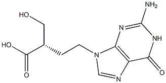 2-アミノ-9-[(3S)-3-カルボキシ-4-ヒドロキシブチル]-1,9-ジヒドロ-6H-プリン-6-オン 化学構造式