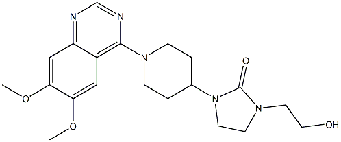 1-[1-(6,7-ジメトキシキナゾリン-4-イル)ピペリジン-4-イル]-3-(2-ヒドロキシエチル)イミダゾリジン-2-オン 化学構造式