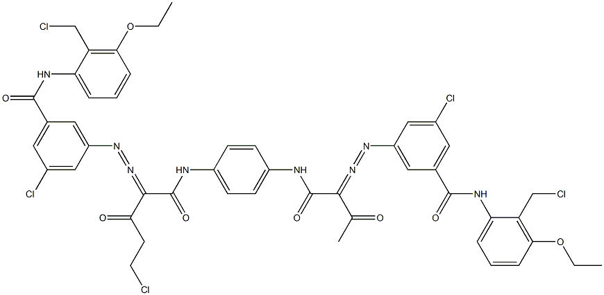 3,3'-[2-(Chloromethyl)-1,4-phenylenebis[iminocarbonyl(acetylmethylene)azo]]bis[N-[2-(chloromethyl)-3-ethoxyphenyl]-5-chlorobenzamide] Structure