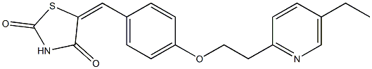 (5E)-5-[4-[2-(5-エチル-2-ピリジニル)エトキシ]ベンジリデン]チアゾリジン-2,4-ジオン 化学構造式