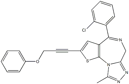 4-(2-Chlorophenyl)-9-methyl-2-[3-phenoxy-1-propynyl]-6H-thieno[3,2-f][1,2,4]triazolo[4,3-a][1,4]diazepine 结构式