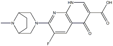 6-フルオロ-1,4-ジヒドロ-4-オキソ-7-(8-メチル-3,8-ジアザビシクロ[3.2.1]オクタン-3-イル)-1,8-ナフチリジン-3-カルボン酸 化学構造式