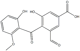 3-Formyl-5-hydroxy-4-(2-hydroxy-6-methoxybenzoyl)benzoic acid Structure