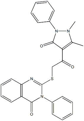 3-Phenyl-2-[[[(1-phenyl-2,3-dimethyl-5-oxo-3-pyrazolin-4-yl)carbonyl]methyl]thio]quinazolin-4(3H)-one Structure