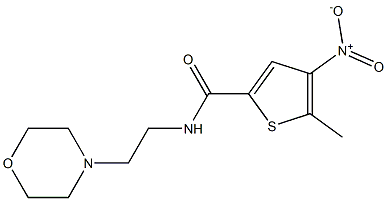 N-[2-モルホリノエチル]-5-メチル-4-ニトロチオフェン-2-カルボアミド 化学構造式