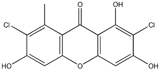 2,7-Dichloro-1,3,6-trihydroxy-8-methylxanthone,,结构式