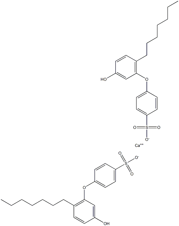 Bis(3'-hydroxy-6'-heptyl[oxybisbenzene]-4-sulfonic acid)calcium salt Struktur