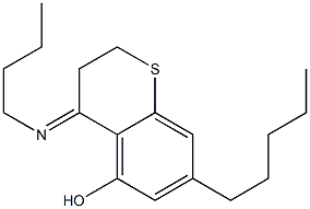 N-ブチル-3,4-ジヒドロ-5-ヒドロキシ-7-ペンチル-2H-1-ベンゾチオピラン-4-イミン 化学構造式