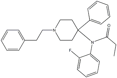 N-(2-Fluorophenyl)-N-[1-(2-phenylethyl)-4-phenylpiperidin-4-yl]propanamide,,结构式