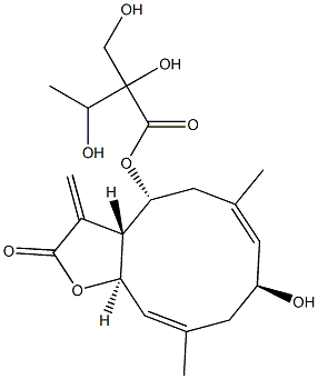 (3aR,4R,6E,8S,10E,11aR)-3a,4,5,8,9,11a-ヘキサヒドロ-4-[2,3-ジヒドロキシ-2-(ヒドロキシメチル)ブチリルオキシ]-6,10-ジメチル-3-メチレン-8-ヒドロキシシクロデカ[b]フラン-2(3H)-オン 化学構造式