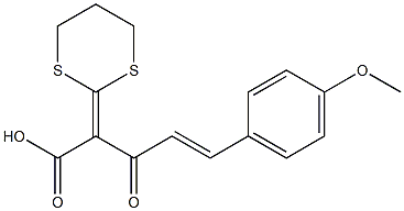 2-(1,3-ジチアン-2-イリデン)-3-オキソ-5-(4-メトキシフェニル)-4-ペンテン酸 化学構造式