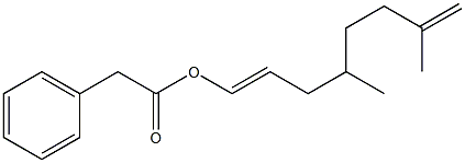 Phenylacetic acid 4,7-dimethyl-1,7-octadienyl ester Structure
