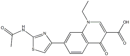 1,4-Dihydro-1-ethyl-4-oxo-7-[2-(acetylamino)thiazol-4-yl]quinoline-3-carboxylic acid Struktur