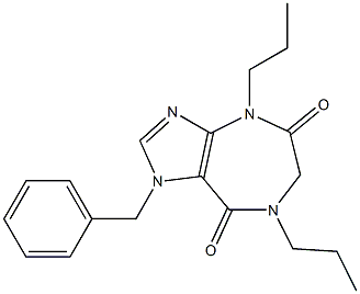 1,4,6,7-テトラヒドロ-1-ベンジル-4,7-ジプロピルイミダゾ[4,5-e][1,4]ジアゼピン-5,8-ジオン 化学構造式