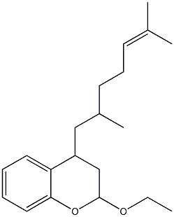 2-エトキシ-3,4-ジヒドロ-4-(2,6-ジメチル-5-ヘプテニル)-2H-1-ベンゾピラン 化学構造式