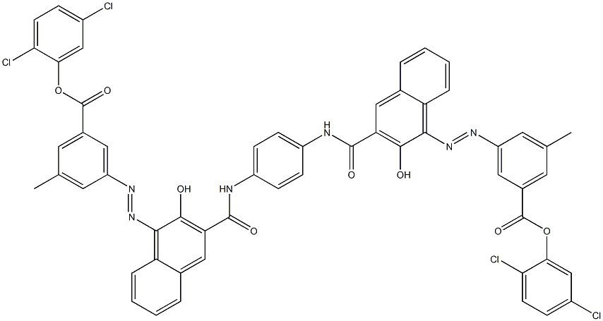 1,4-Bis[1-[[3-methyl-5-(2,5-dichlorophenoxycarbonyl)phenyl]azo]-2-hydroxy-3-naphthoylamino]benzene Structure