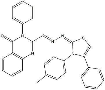 3-(Phenyl)-2-[2-[(2,3-dihydro-3-(p-methylphenyl)-4-phenylthiazole)-2-ylidene]hydrazonomethyl]quinazoline-4(3H)-one Struktur
