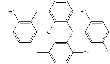 N,N-Bis(2-hydroxy-5-methylphenyl)-2-(3-hydroxy-2,4-dimethylphenoxy)benzenamine,,结构式