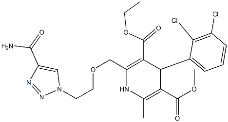 4-(2,3-Dichlorophenyl)-1,4-dihydro-2-[2-(4-carbamoyl-1H-1,2,3-triazol-1-yl)ethoxymethyl]-6-methylpyridine-3,5-dicarboxylic acid 3-ethyl 5-methyl ester Structure