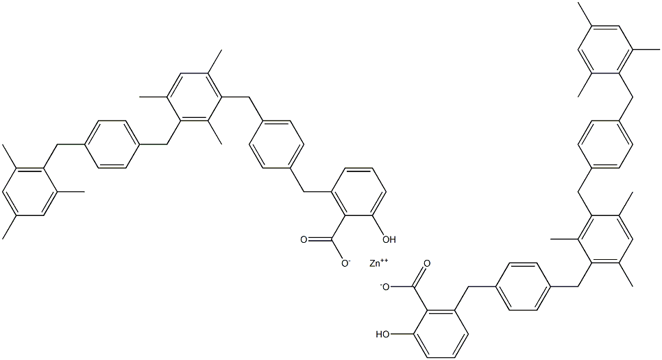Bis[6-[4-[3-[4-(mesitylmethyl)benzyl]-2,4,6-trimethylbenzyl]benzyl]salicylic acid]zinc salt Structure