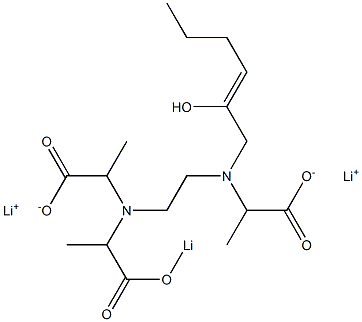 3-(2-Hydroxy-2-hexenyl)-6-(1-lithiooxycarbonylethyl)-2,7-dimethyl-3,6-diazaoctanedioic acid dilithium salt Struktur