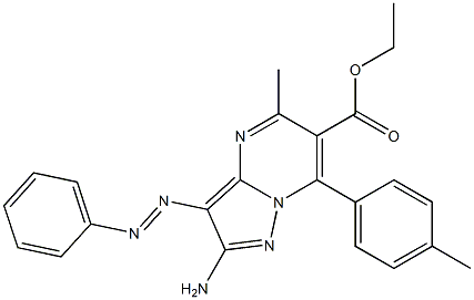 2-アミノ-3-フェニルアゾ-5-メチル-7-(4-メチルフェニル)ピラゾロ[1,5-a]ピリミジン-6-カルボン酸エチル 化学構造式
