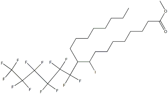 9-ヨード-10-(トリデカフルオロヘキシル)オクタデカン酸メチル 化学構造式