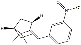 (1S,4R,E)-2-(3-ニトロベンジリデン)-3,3-ジメチルビシクロ[2.2.1]ヘプタン 化学構造式