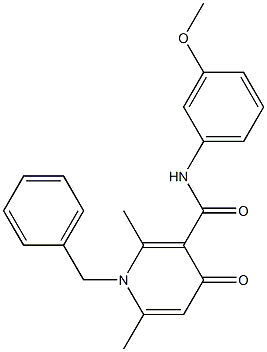 N-(3-メトキシフェニル)-1-ベンジル-2,6-ジメチル-4-オキソ-1,4-ジヒドロ-3-ピリジンカルボアミド 化学構造式