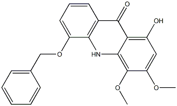 1-Hydroxy-3,4-dimethoxy-5-(benzyloxy)acridin-9(10H)-one,,结构式