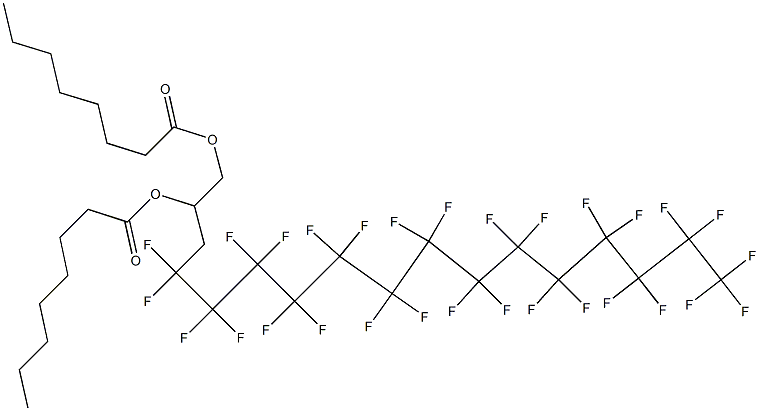 Dioctanoic acid 4,4,5,5,6,6,7,7,8,8,9,9,10,10,11,11,12,12,13,13,14,14,15,15,16,16,17,17,17-nonacosafluoro-1,2-heptadecanediyl ester 结构式