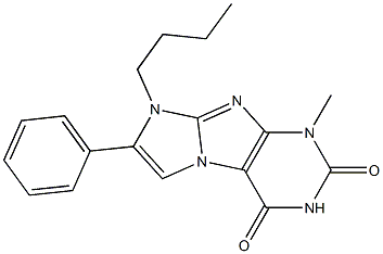 8-Butyl-1-methyl-7-phenyl-1H-imidazo[2,1-f]purine-2,4(3H,8H)-dione,,结构式