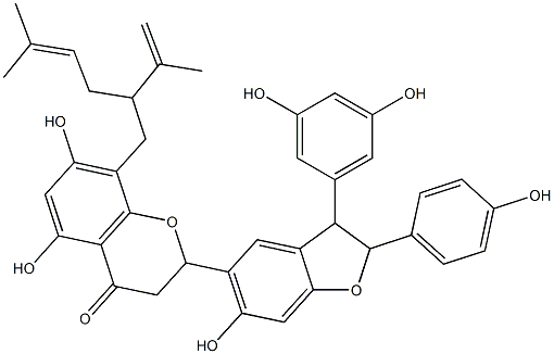 5,7-Dihydroxy-2-[[2,3-dihydro-6-hydroxy-2-(4-hydroxyphenyl)-3-(3,5-dihydroxyphenyl)benzofuran]-5-yl]-8-[5-methyl-2-(1-methylethenyl)-4-hexenyl]chroman-4-one|