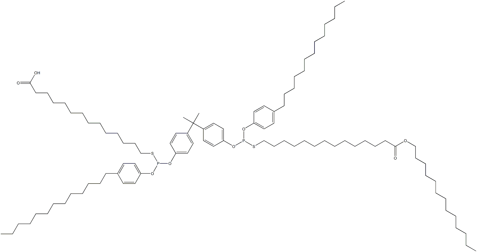  14,14'-[[Isopropylidenebis(4,1-phenyleneoxy)]bis[[(4-tridecylphenyl)oxy]phosphinediylthio]]bis(tetradecanoic acid tridecyl) ester