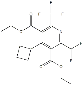 2-ジフルオロメチル-6-(トリフルオロメチル)-4-シクロブチルピリジン-3,5-ジカルボン酸ジエチル 化学構造式
