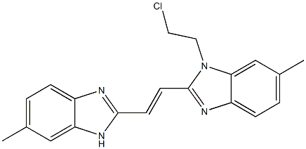 1-(2-クロロエチル)-6-メチル-2-[(E)-2-(6-メチル-1H-ベンゾイミダゾール-2-イル)ビニル]-1H-ベンゾイミダゾール 化学構造式