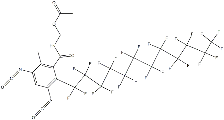 N-(Acetyloxymethyl)-2-(pentacosafluorododecyl)-3,5-diisocyanato-6-methylbenzamide 结构式