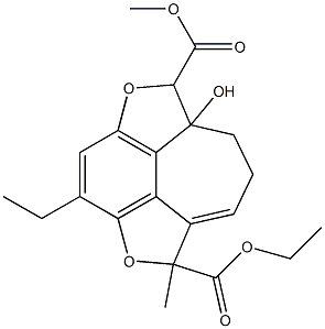 1,6-Dimethyl-6a-hydroxy-6,6a,7,8-tetrahydro-2,5-dioxa-1H-cyclohept[jkl]-as-indacene-1,6-dicarboxylic acid diethyl ester 结构式