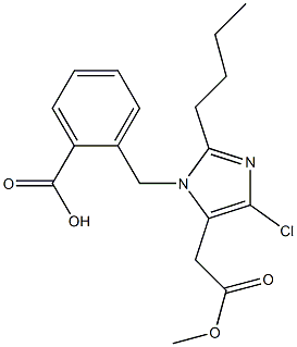 2-Butyl-4-chloro-1-[2-hydroxycarbonylbenzyl]-1H-imidazole-5-acetic acid methyl ester,,结构式