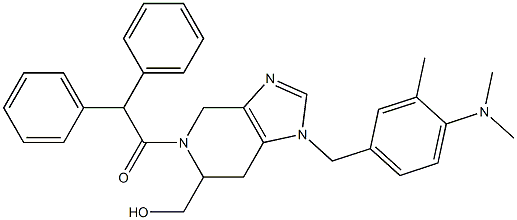 1-(4-Dimethylamino-3-methylbenzyl)-4,5,6,7-tetrahydro-6-hydroxymethyl-5-diphenylacetyl-1H-imidazo[4,5-c]pyridine 结构式