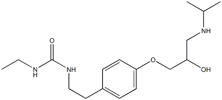 1-エチル-3-[4-[2-ヒドロキシ-3-[イソプロピルアミノ]プロポキシ]フェネチル]尿素 化学構造式