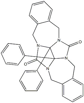 1,6:3,4-Bis[(1,2-phenylene)bismethylene]-3a,6a-diphenyloctahydroimidazo[4,5-d]imidazole-2,5-dione Struktur