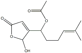 Acetic acid 1-[(2,5-dihydro-2-hydroxy-5-oxofuran)-3-yl]-5-methyl-4-hexenyl ester,,结构式